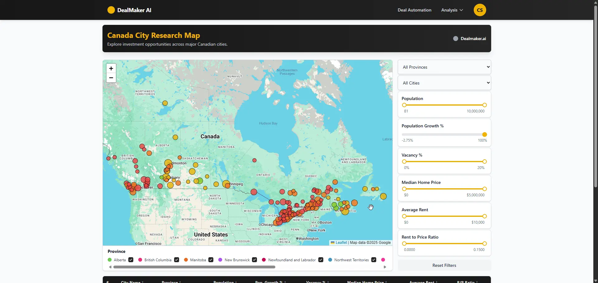 City Analysis Map Demo